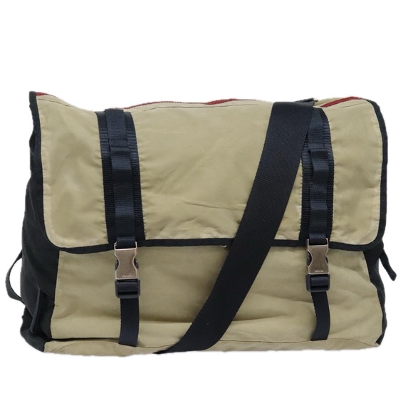 PRADA Sports Shoulder Bag Nylon Beige Auth bs18199 - Picture 1 of 16